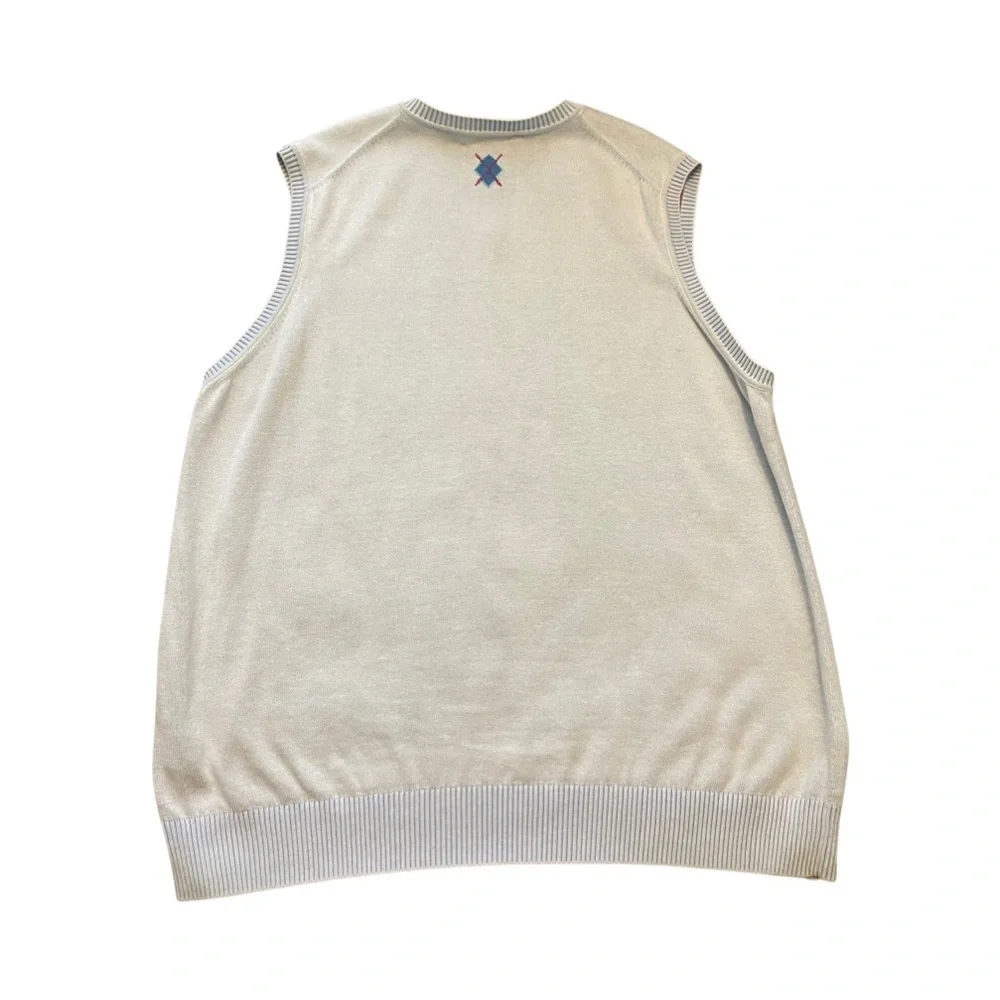 Bobby Jones Pima Cotton Argyle design pale blue lightweight sweater vest XL